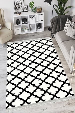Kaymaz Deri Tabanlı Yıkanabilir Antibakteriyel Dijital Baskı Modern Halı Yolluk, MD-0006B-VRN-80X350
