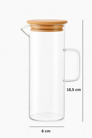 Lavino 3 Parça 400 ML Borosilikat Yağlık - Bambu Altlık Ve 2 Adet Bambu Kapaklı Cam Yağdanlık