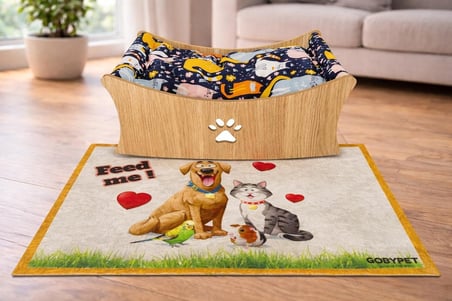 Gobypet Kedi Hamak Yatağı Ahşap Kedi Salıncağı Paspaslı Yükseltilmiş Evcil Hayvan Dinlenme Alanı