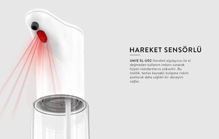 Sıvı Sabunluk Otomatik Sensörlü Kremlik Şampuanlık Pilli Hareket Sensörlü Fotoselli Otomatik 300ml Beyaz Sl-u02