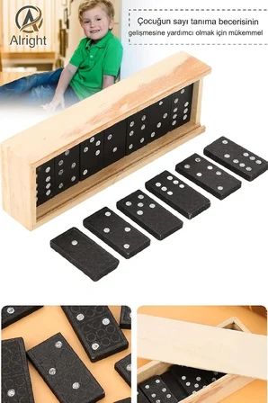 Tafce Ahşap Domino Taşları Set İstifleme Oyuncak Blokları Domino Kurulu Oyunları