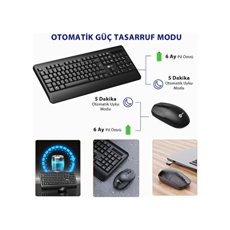 Lecoo KW202 Kablosuz Türkçe Q Klavye & Mouse Set