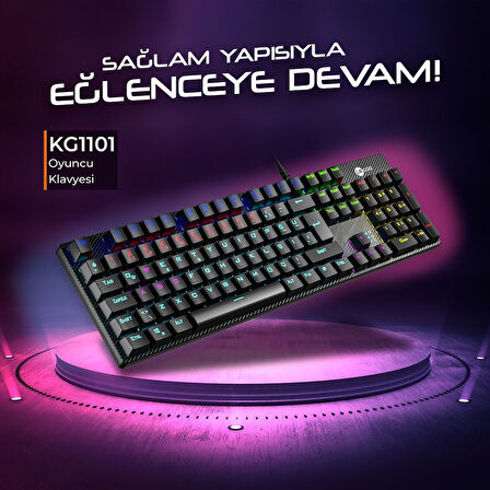 Lecoo KG1101 Kablolu Blue Switch RGB Makro Tuşlu Gaming Mekanik Türkçe Q Klavye