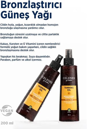 Celenes By Sweden Herbal Bronzlaştırıcı Güneş Yağı 200 ml, CLN4965