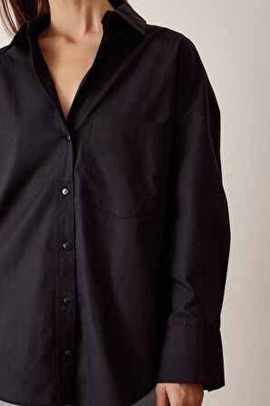 Basic Boyfriend Siyah Gömlek