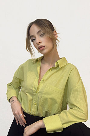 Keten Karışımlı Oversize Gömlek