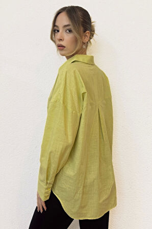 Keten Karışımlı Oversize Gömlek