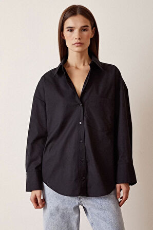 Basic Boyfriend Siyah Gömlek