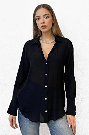 Kabartma Çizgili Saten Gömlek