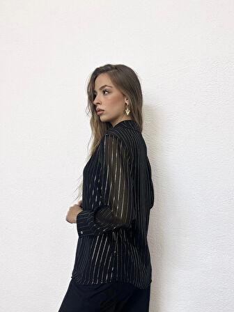 Sim Detaylı Şifon Gömlek