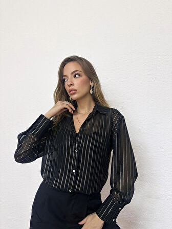 Sim Detaylı Şifon Gömlek