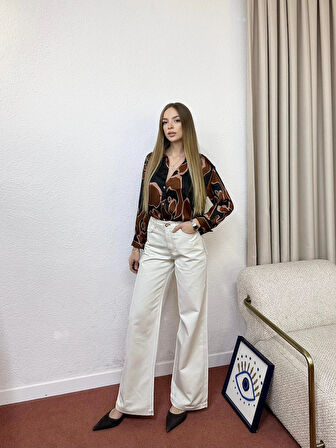 Geniş Paça Yüksek Bel Cepli Pantolon