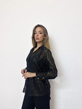 Sim Detaylı Şifon Gömlek