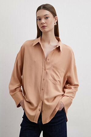 Keten Karışımlı Pudra Gömlek