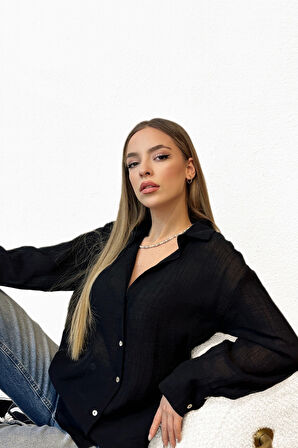 Kabartma Çizgili Saten Gömlek