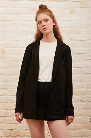 Çift Cepli Önü Açık Blazer Ceket