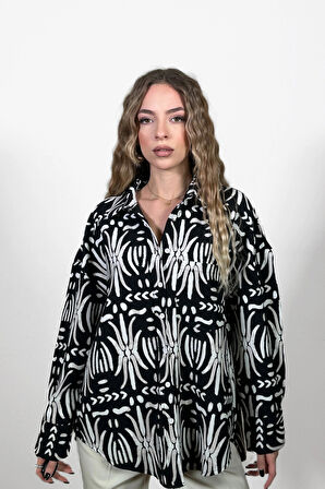 Krep Kontrast Gömlek