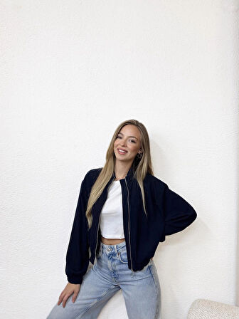 Önü Fermuarlı Bomber Ceket