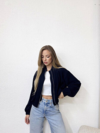 Önü Fermuarlı Bomber Ceket