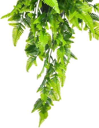 Yapay Çiçek Sarkan Boston Fern Yapraklı Bitki Küçük Siyah Saksıda Yapay Sarmaşık 55cm