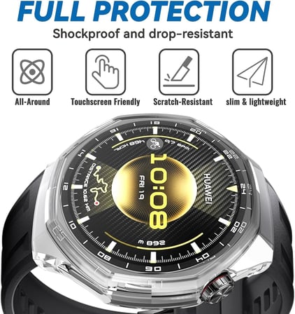 Rongep [Soft-Case] Huawei Watch GT6 Pro 46mm için 360° Kasa Koruyucu Yumuşak TPU Kılıf Dokunmatik ve Netliği Etkilemeyen Darbelere Karşı Huawei Watch GT6 Pro 46mm Ekran Koruyuculu Kılıf (Şeffaf)
