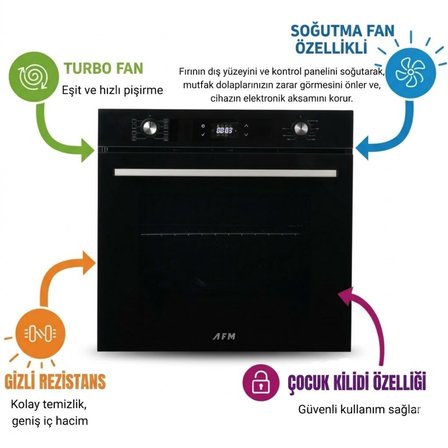 Alveus AFM Serisi Fredo Vitro. Elektrikli Cam Siyah Ankastre Set ( V6-05 Beyaz + FM7700 + FM3400B )