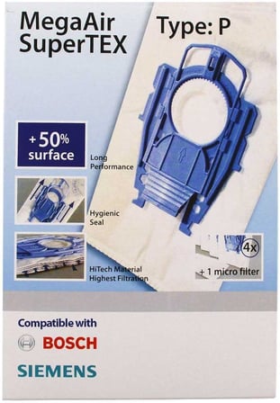 Bosch Ergomaxx, Siemens Dynapower ile Uyumlu Type P Süpürge Torbası 4lü Paket