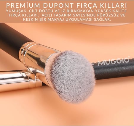 Muggio Açılı Sentetik Tüylü Makyaj Fırçası, Fondöten, Allık, Kontur ve Sabitleme için