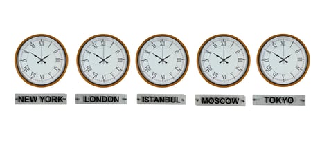 Turuncu 36 Cm 5 li Tabelalı Dünya Saatleri iegxx
