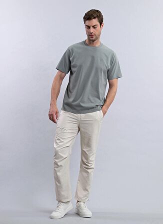 Duno Bisiklet Yaka Düz Haki Erkek T-Shirt ROX AVIANO