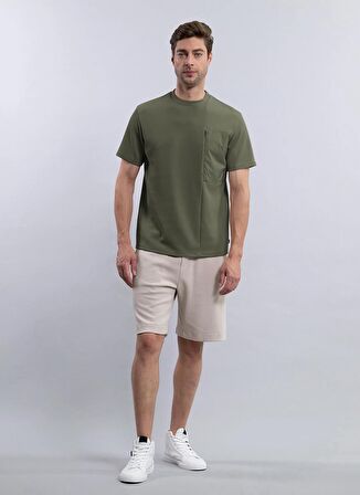 Duno Bisiklet Yaka Düz Haki Erkek T-Shirt BETA LISS/MIRTO