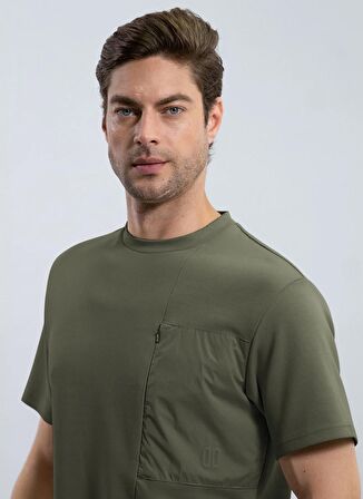 Duno Bisiklet Yaka Düz Haki Erkek T-Shirt BETA LISS/MIRTO
