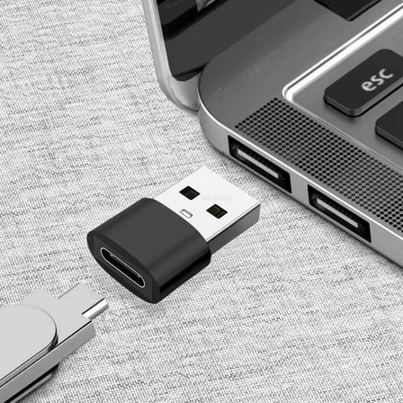 USB to Type-C Çevirici Adaptör | USB Girişli Cihazlardan Type-C Kablo Kullanımı için Tak-Çalıştır Dönüştürücü Siyah