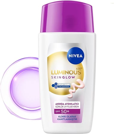 NIVEA SPF50 Luminous630 Skin Glow Aydınlatıcı Yüz Güneş Kremi 40ml, Nemlendirici, Eşit Cilt Tonu, Niasinamid, Thiamidol