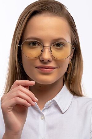 Yasmine Kadın Kahverengi Metal Çerçeveli Mavi Işık Korumalı Ekran Koruyucu Gözlük