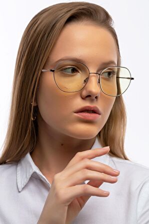 Yasmine Kadın Kahverengi Metal Çerçeveli Mavi Işık Korumalı Ekran Koruyucu Gözlük