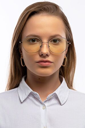 Yasmine Kadın Kahverengi Metal Çerçeveli Mavi Işık Korumalı Ekran Koruyucu Gözlük