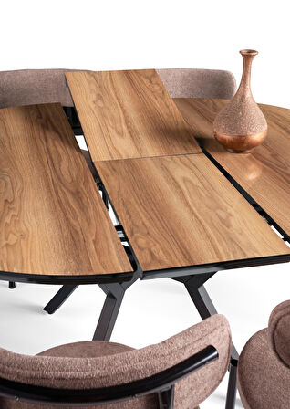 Roza Yuvarlak HighGloss Açılır Mutfak Yemek Masası 120cm