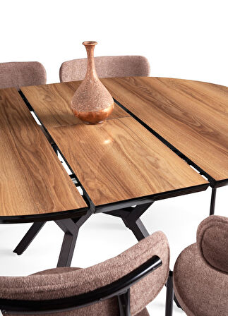 Roza Yuvarlak HighGloss Açılır Mutfak Yemek Masası 120cm