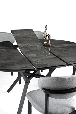 Roza Yuvarlak HighGloss Açılır Mutfak Yemek Masası 120cm