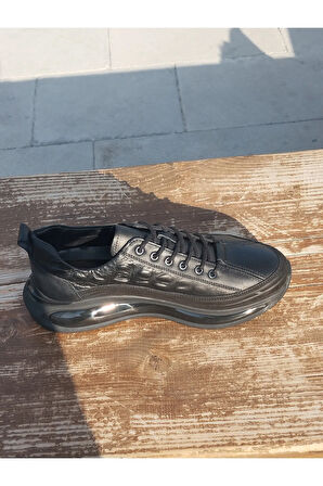 Erkek Sportif Mevsimlik Kundura Hakiki Deri Kauççuk Taban Ortobetik ve Bağcıklı