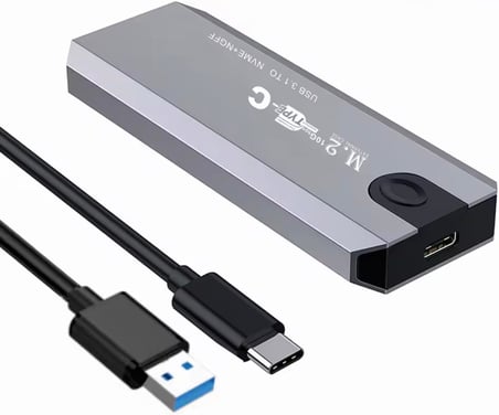 M.2 NVME USB3.1 Tip-C GEN2 10GBPS, Type-C NVMe+NGFF Adaptörü, Gri Alüminyum, Taşınabilir Katı Hal Sürücü Kasası, Laptop ve MacBook için