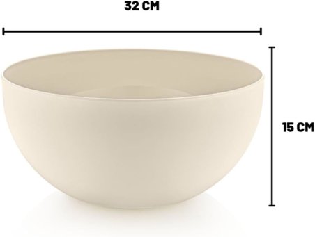Kase Yuvarlak Sert Plastik Büyük Boy 8,5 lt 15 cm Krem
