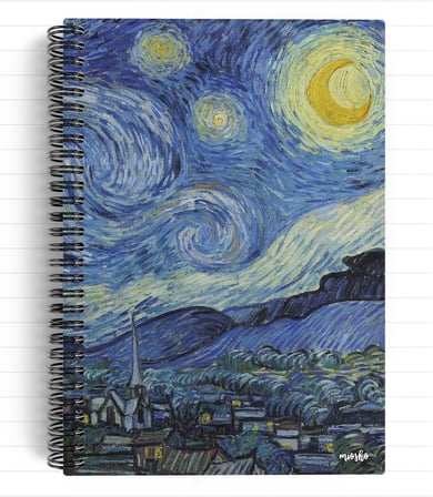 Vincent Van Gogh/The Starry Night,1889 | Spiralli Defter 22 | A5 | Çizgili | 100 Sayfa | Okul (Düz)