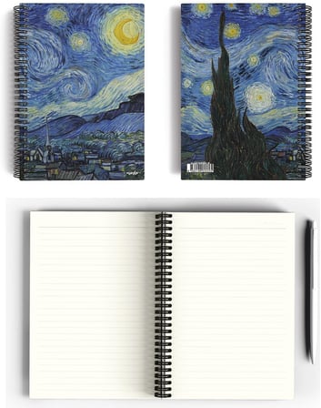 Vincent Van Gogh/The Starry Night,1889 | Spiralli Defter 22 | A5 | Çizgili | 100 Sayfa | Okul (Düz)