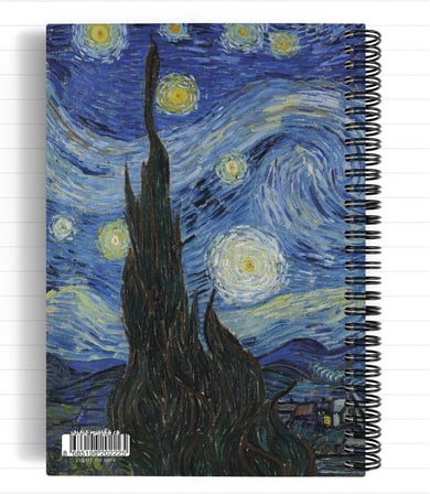 Vincent Van Gogh/The Starry Night,1889 | Spiralli Defter 22 | A5 | Çizgili | 100 Sayfa | Okul (Düz)