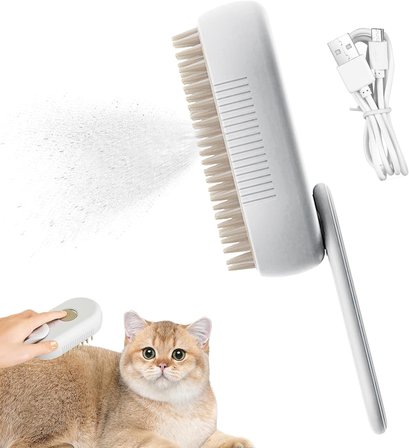 1/2 adet buharlı kedi fırçası, buharlı kedi tarağı, buharlı köpek fırçası, kendi kendini temizleyen buharlı kedi fırçası, 3'ü 1 arada kedi bakım fırçası, kedi ve köpekler için evcil hayvan tüyü alma