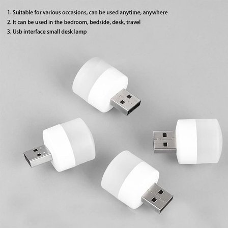 Gece USB Işıkları, Mini LED Ampul, Takılabilir, Sıcak Beyaz, Kompakt, Yatak Odası, Banyo, Çocuk Odası, Koridor, Mutfak Araba için USB Atmosfer Işığı (4 Beyaz Işık)