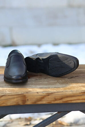 Erkek Mevsimlik Klasik Kundura Hakiki Deri  Kauççuk Taban Bağcıksız