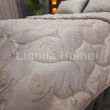 %100 Merinos Yün Dolgulu Bebek Yorgan + Yün Yastık Hediye